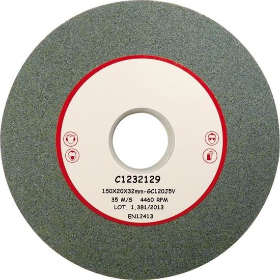 Meule D'Établi Carbure De Silicium 150mm X 20mm X 12,7mm 100 Grit - Pour Acier Verre Et Métaux
