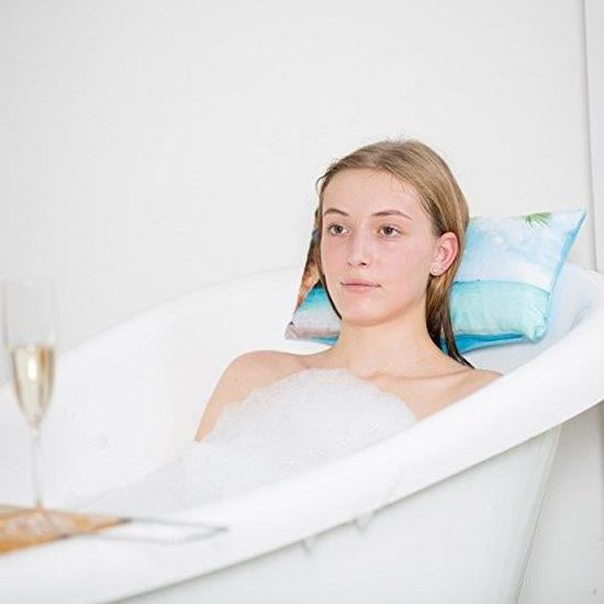 BESTYASH Oreiller De Bain Antidérapant En PVC Mousse - Coussin Support Cou Et Dos Avec Ventouses Puissantes Pour Spa Et Baignoire