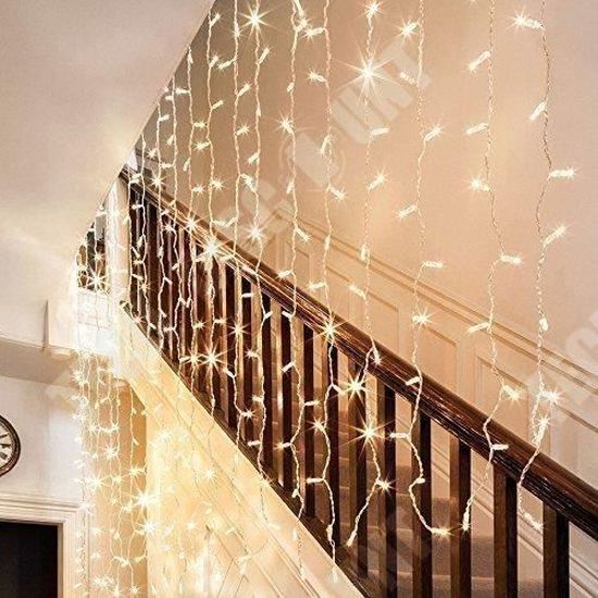 SpirWoRchlan Décorations De Noël - 300 LED - 3 M X 3 M - Blanc Chaud - Guirlande Lumineuse Pour Fenêtre - Pour Extérieur, Intérieur, Chambre à