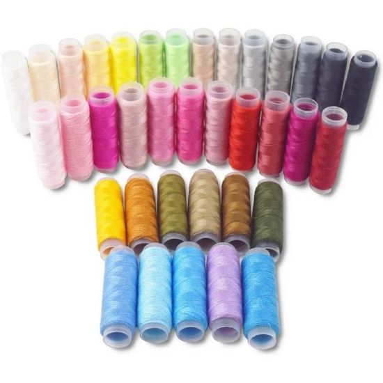 Swpeet Lot De 30 Fils à Coudre Multi-usages Avec Kit D'aiguilles à Coudre, Fils à Broder Pratiques En Polyester Pour Travaux Manuels Et Amateurs De Bricolage - 914 M De Long