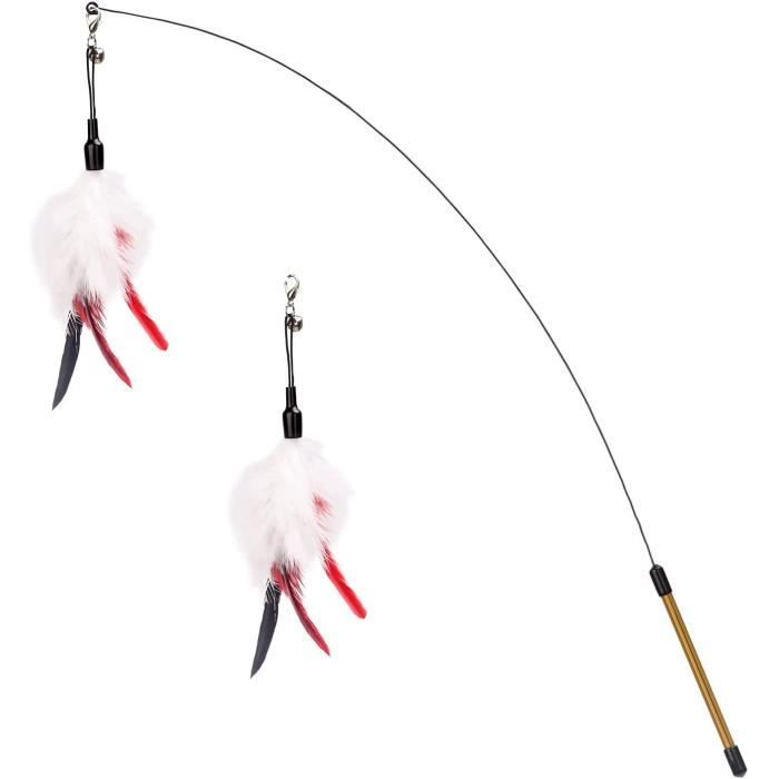 Jouet Pour Chat - Canne à Pêche Avec Ressort Et Ventouse, Plume Amovible - Stimulation Interactive - 8