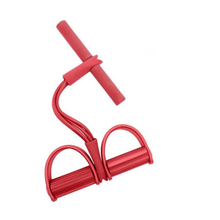 Corde de Tension élastique,Bande Fitness résistance de pédale Corde,à 4 Tubes pour Exercices Abdominaux,Jambe Taille,Bras,Jambe Roug