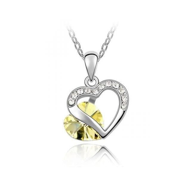 Pendentif Coeur en Cristal de Swarovski Element Jaune