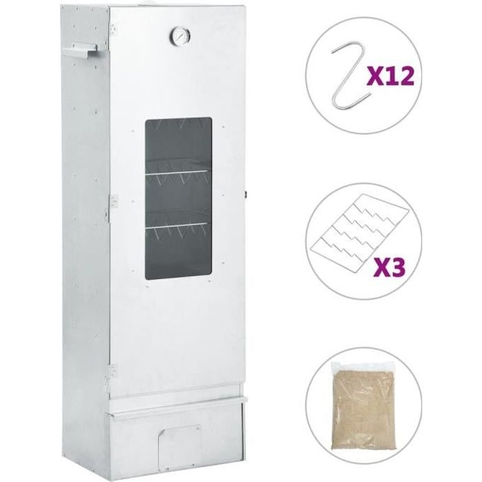Fumoir de four à BBQ avec 1 kg de copeaux de bois 44,5x29x124cm