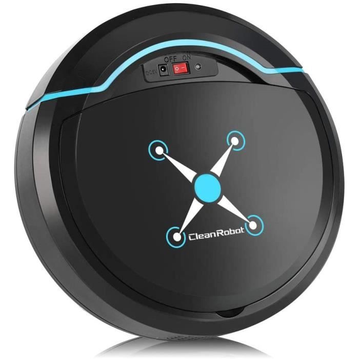 Robot de balayage domestique Aspirateur robot intelligent USB, adapté aux poils d'animaux, tapis à poils courts, sol dur (noir)