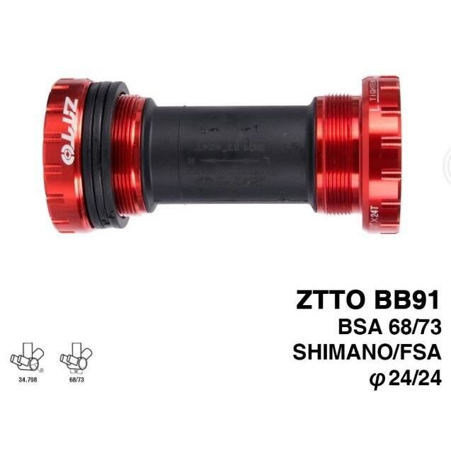 Pièce Détachée,ZTTO BB91 supports inférieurs roulement externe pour pédalier Shimano Prowheel 24mm - Type BB91 Red