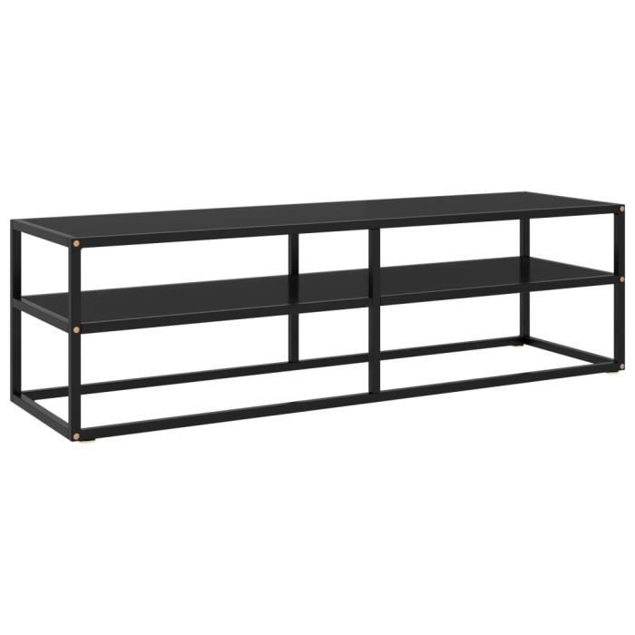 PET Meuble TV noir avec verre noir 140x40x40 cm