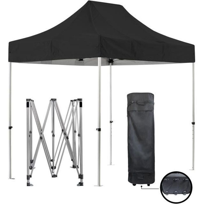 Tente pliante noire 2x3m SUPER Robuste Tube 40mm en ALU Bâche 420D étanche Barnum Pliable jardin marché, Sac de transport