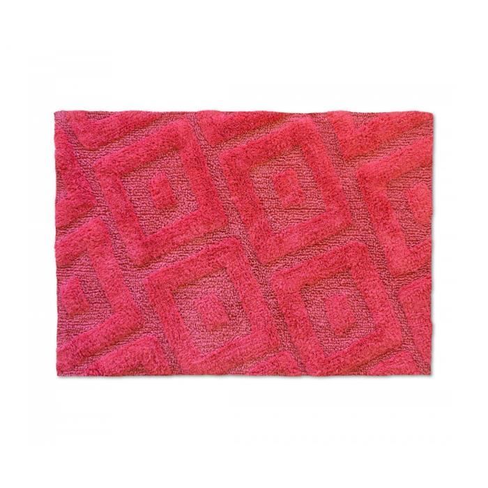 Tapis de bain uni tufté 100% coton 1800g/m² - Fushia - 60x90 cm