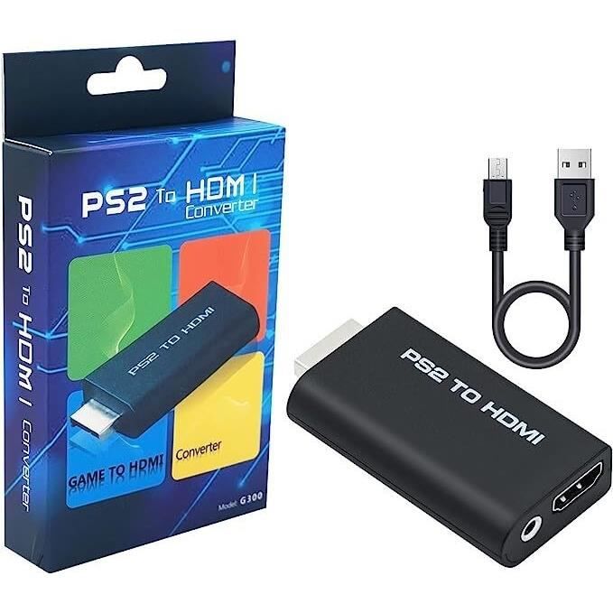 Convertisseur PS2 en HDMI Audio vidéo Prend en charge tous les modes d’affichage PS2 480i, 576i, 480p