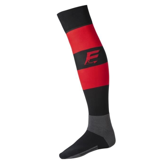 FXV CHAUSSETTES DE RUGBY RAYEES NOIR-ROUGE