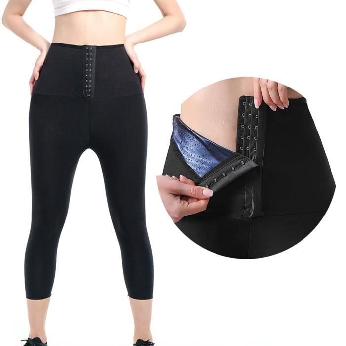 Sauna Sweat Shapewear Short Taille Haute pour Femme Perte Poids Pantalon, Contrôle du Ventre Shapewear - Noir