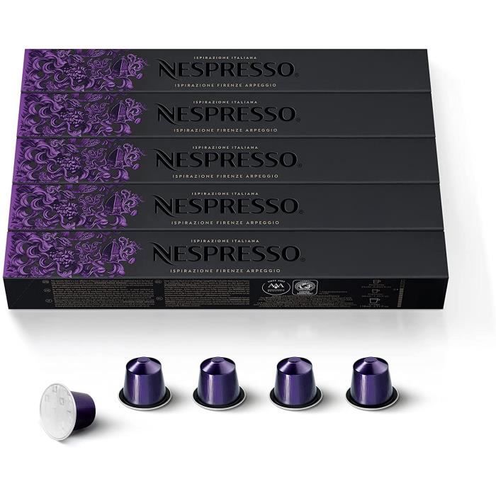 NESPRESSO ORIGINAL – 50 CAPSULES DE CAFÉ ISPIRAZIONE FIRENZE ARPEGGIO – INTENSITÉ 9 – POUR RISTRETTO & ESPRESSO – (5 ÉTUIS DE 10)