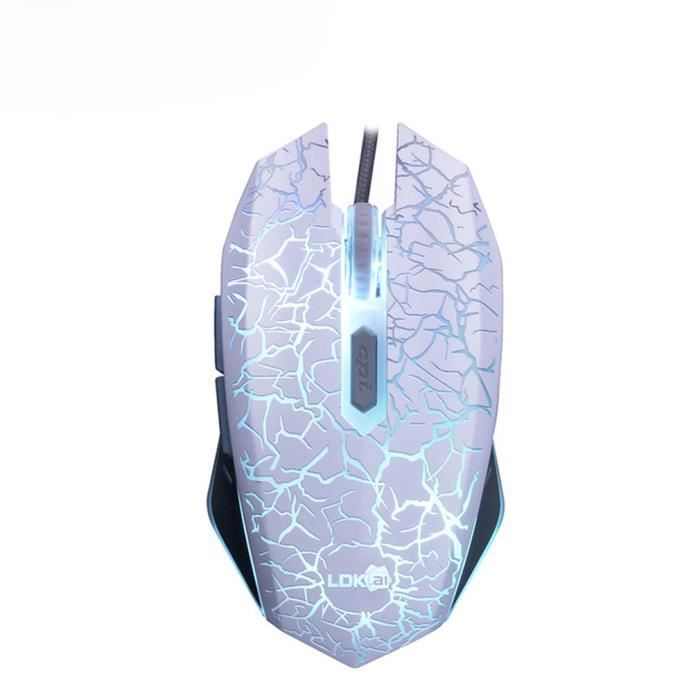 X800 Souris de définition de macro de jeu de fissure filaire, changement de vitesse à quatre vitesses, blanc