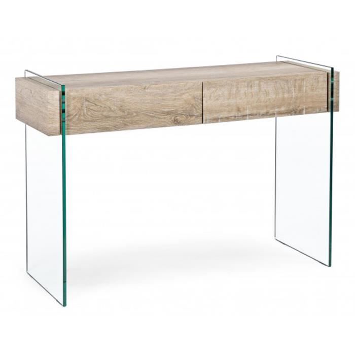 Console avec 2 tiroirs en MDF - Dim : L 110 x P 40 x H 75 cm