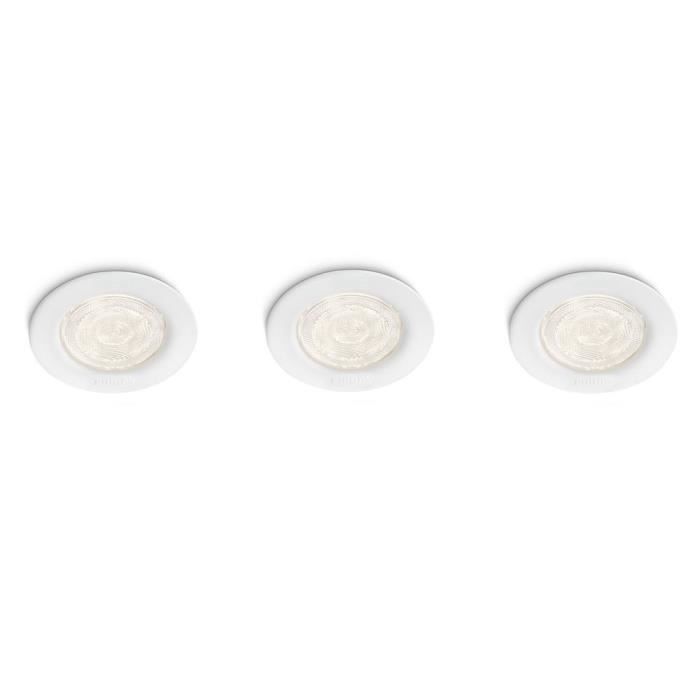 Lot de 3 LED spots encastrables diamètre 9.5cm Sceptrum-Blanc