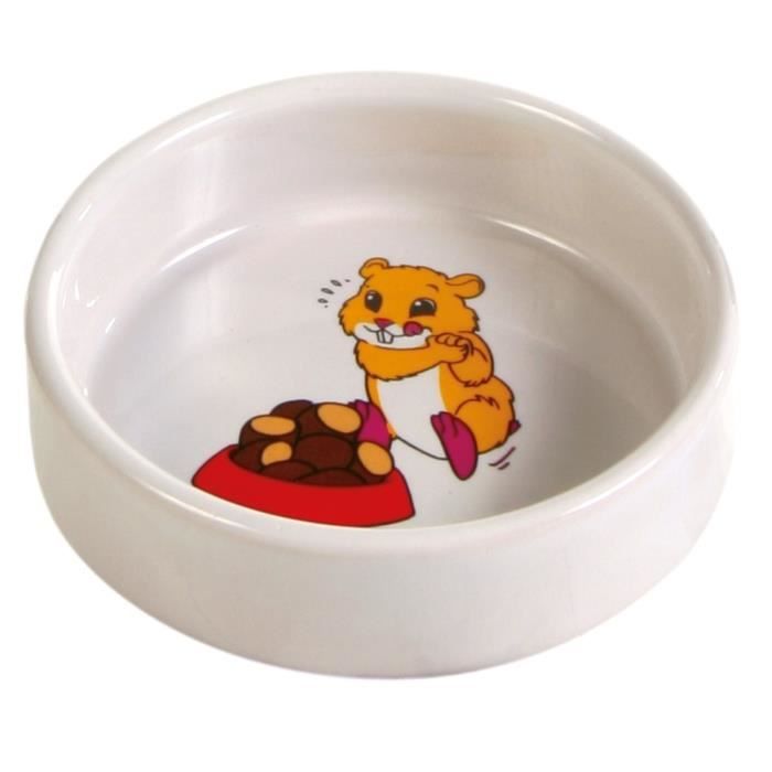 TRIXIE Ecuelle céramique avec motif hamster 90 ml/ø 8 cm pour rongeurs