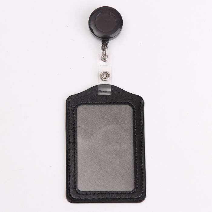 2 -Ventes chaudes 1 pièce en cuir PU porte carte d'identité avec porte Badge rétractable pince infirmière travailleur étudiants nom