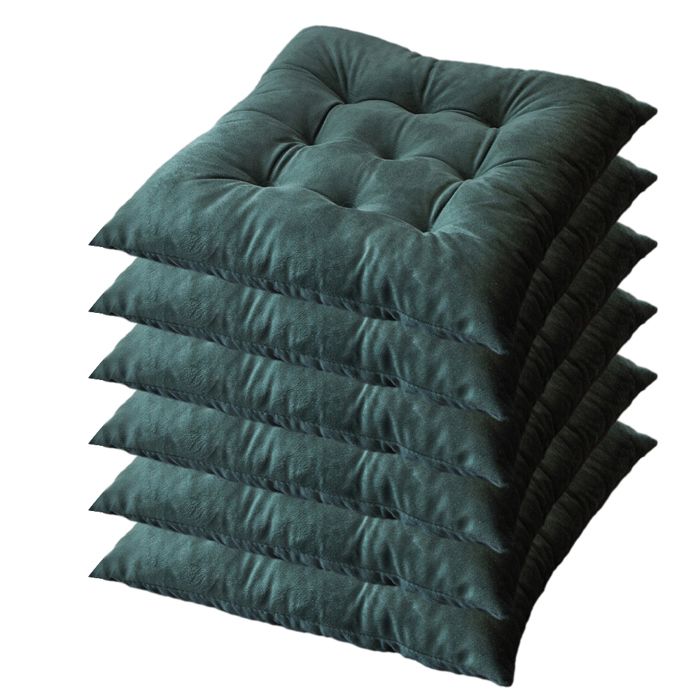 Lot de 6 Coussins de Chaise 40 x 40 x 4.5 cm Coussin Chaise Exterieur Coussin de Jardin Idéal Galette Chaise Polyester Vert foncé