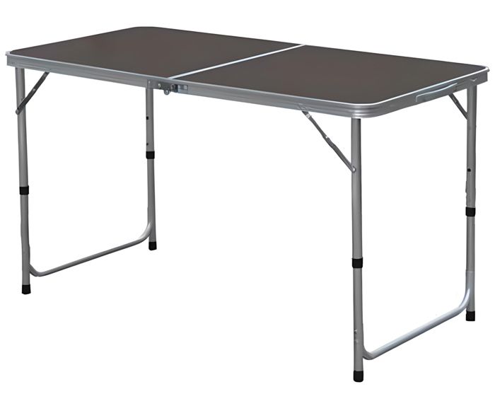 table de jardin pliante en aluminium coloris gris - longueur 120 x profondeur 60 x hauteur 69/61/55 cm