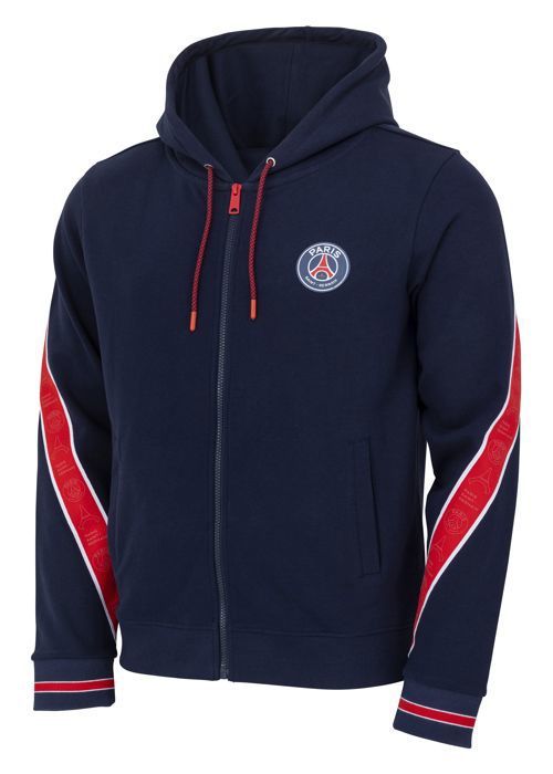Sweat à Capuche Zippé PSG – Collection Officielle Paris Saint Germain, Coton, Tailles Homme S à XXL Et Enfant 4-14 Ans