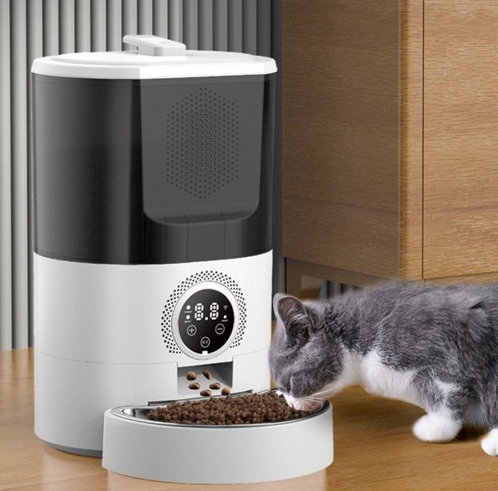 Meilleurs prix pour Distributeur Croquettes Chat Automatique - Distributeur Croquettes Chat avec Minuterie Programmable - 1-6 Repas par Jour  - 5L