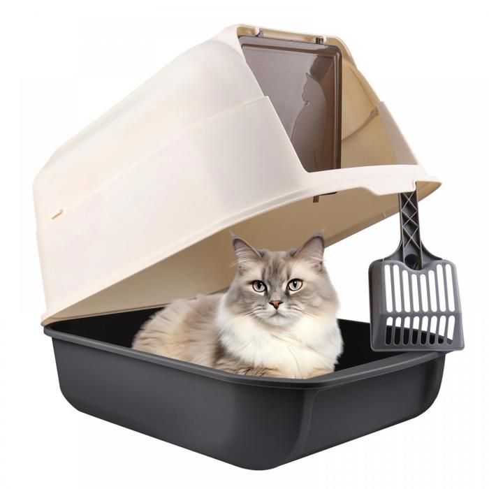 Meilleurs prix pour Bac à litière entièrement fermé pliable pour Chat avec pelle - ERROLVES - Noir - Maison de toilette en PP - 36*51*34 CM