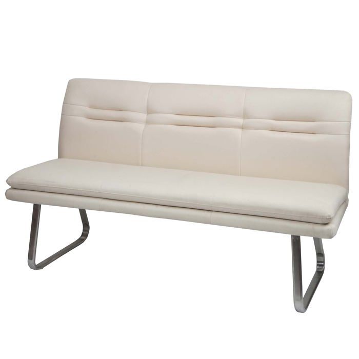 Banc de salle a manger banquette rembourree avec dossier en tissu creme en acier inoxydable longueur 160 cm 04_0005849 Banc de salle a manger banquette rembourree avec dossier en tissu creme en acier inoxydable longueur 160 cm 04_0005849
