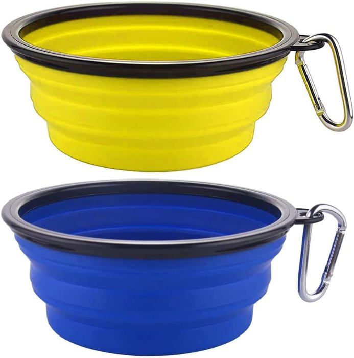 2 Pièces Gamelle Chien Gamelles Pliables pour Chien en Silicone avec Mousqueton 350ml