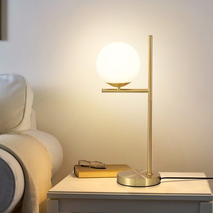 Homefire lampe de table salon moderne de chevet - en verre blanc douille E27 industrielle avec interrupteur pour chambre bureau