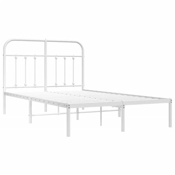RemiseLit 2 personnes Cadre de lit Double métal sans matelas et tête de lit blanc 120 x 190 cm JILIMAISON2025 13623625