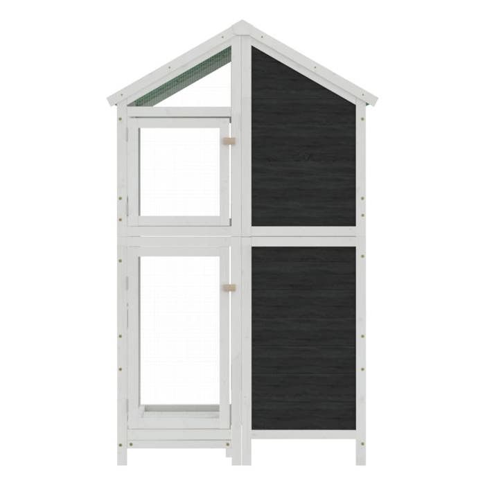 Volière pour Canaries Perroquet MVS - Maison à oiseaux gris 97x81x152 cm bois massif de pin - shop93153661
