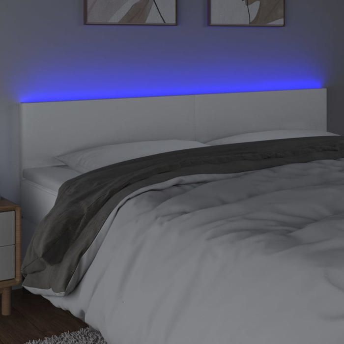 Bon plan Panneau de tête pour lit - JILI HOT - Tête de lit à LED Blanc 200x5x78/88cm Similicuir - Pour Chambre Thome3724484
