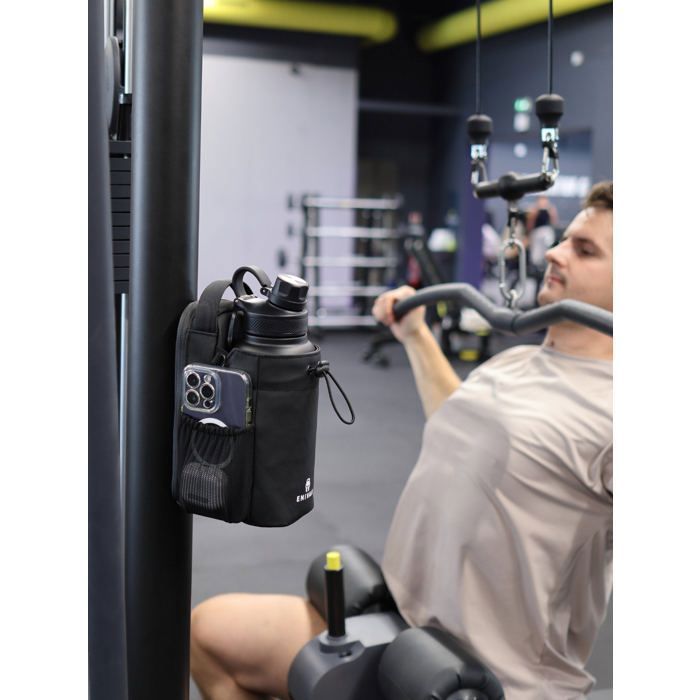 ENIVAN - Sac Banane Magnétique Sport Avec Porte Bouteille 1,5L Et Porte Téléphone, Noir