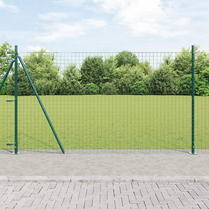 vidaXL Poteaux de clôture avec pointe 52 pcs Ø32 mm 170 cm Acier galvanisé - vue 2