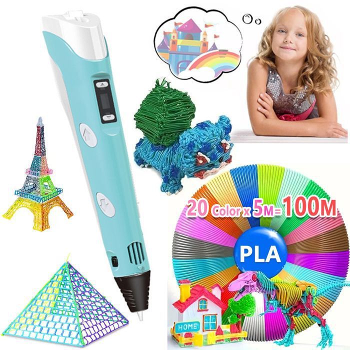 Filament PLA 5M X 20 couleurs Ensemble de stylos d'impression 3D Doodle ...