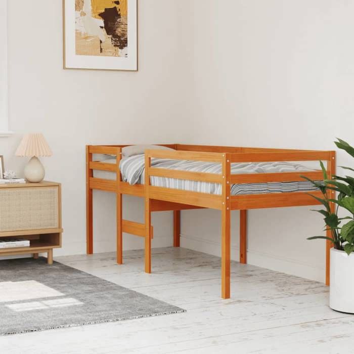 &Mode Lit haut 1 PERSONNE - BEWI - Structure de lit Adulte/enfant - sans matelas - cire marron 80x200cm bois massif 525433