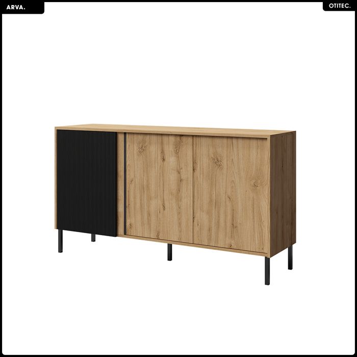 Commode en bois - OTITEC - 145x80x41 cm - Brun/Noir Mat - Prêt à monter - Style moderne - Rangements spacieux Commode en bois - OTITEC - 145x80x41 cm - Brun/Noir Mat - Prêt à monter - Style moderne - Rangements spacieux