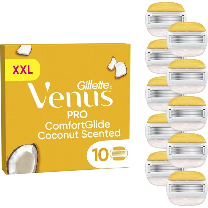 Recharges de lames de rasoir - Venus Pro ComfortGlide - 5 lames - Bande lubrifiante Noix de coco - Lot de 10