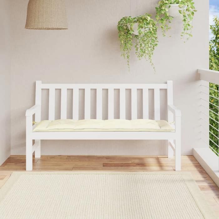 Coussin de banc de jardin - vidaXL - 150x50x7 cm - Blanc crème - Tissu Oxford - Imperméable - Rembourrage fibre creuse