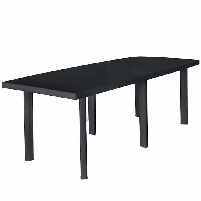 Table de jardin en plastique - vidaXL - 216x90x72 cm - Anthracite - Trou pour parasol 36 cm