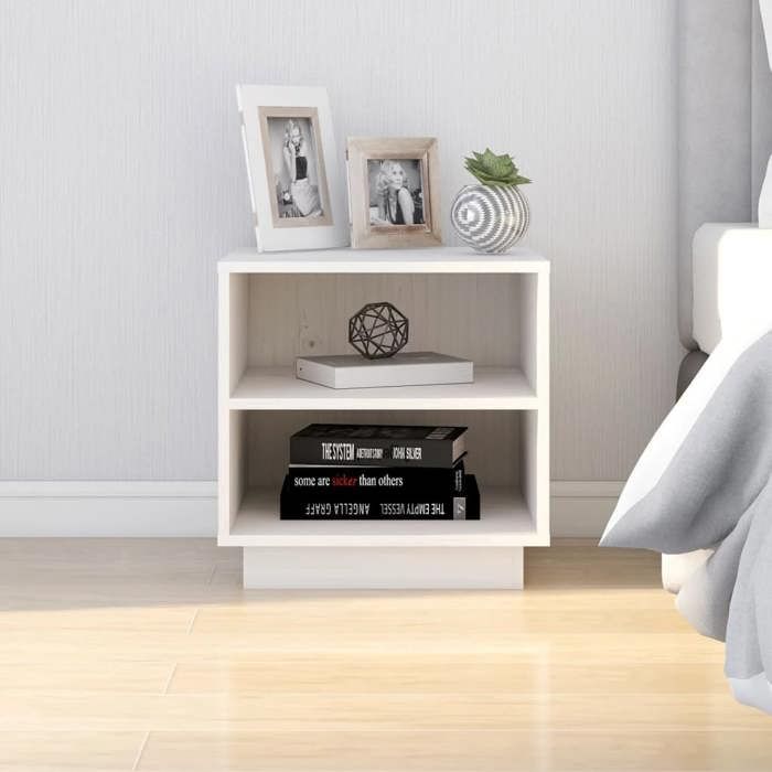 Petit meuble de rangement Tables de chevet - 2 pcs - GKK - Blanc 40x34x40 cm Bois de pin solide - Pour Lit @1354