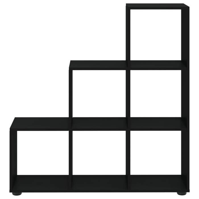 Bibliothèque escalier - WIENS - Noir - 107 cm - Bois dingénierie - 104x29x107 cm - 6 compartiments