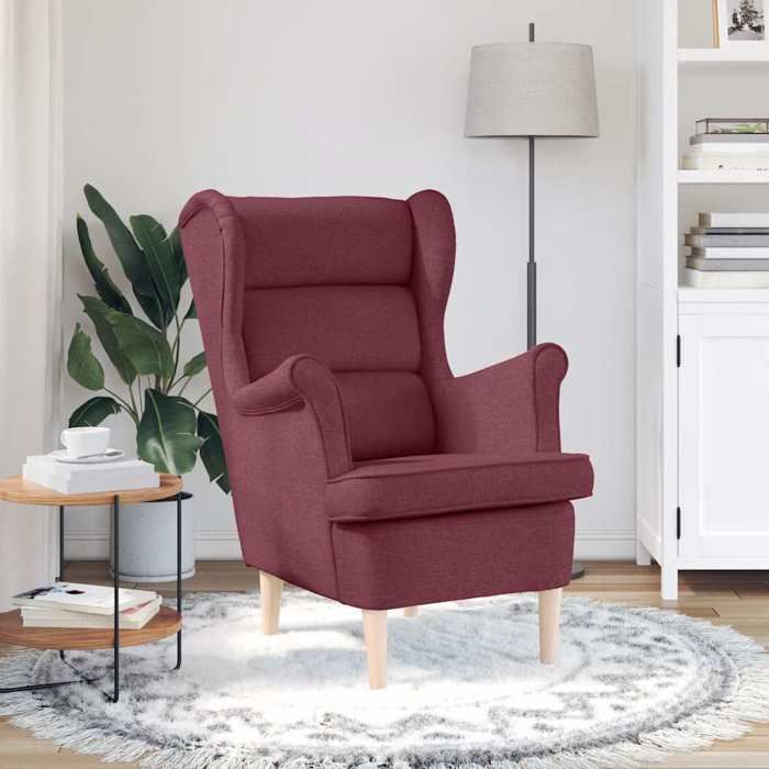Rouge Fauteuil de relaxation - SOLOMON - 1 PLACE - CHAISE TV - rouge bordeaux 74x84x100 cm tissu FF275