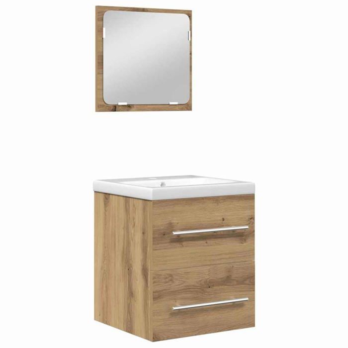 Ensemble de meubles de salle de bain - vidaXL - Chêne Noir - Bois dingénierie - 41x385x48 cm - Miroir 40x37 cm