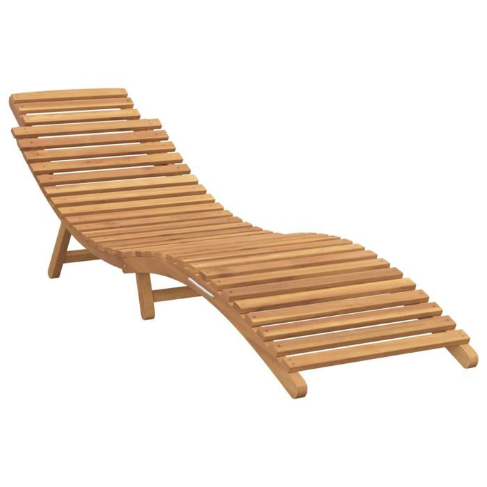 Transat en teck massif - vidaXL - Marron - 198x55x58.5 cm - Pliable - Résistant aux intempéries - Poids maximal 110 kg