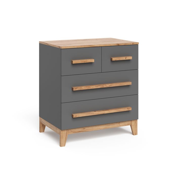 Commode avec tiroirs Malia 80x88cm avec 4 tiroirs Gris/Chêne Artisan Vitalispa 58366 Commode avec tiroirs Malia 80x88cm avec 4 tiroirs Gris/Chêne Artisan Vitalispa 58366