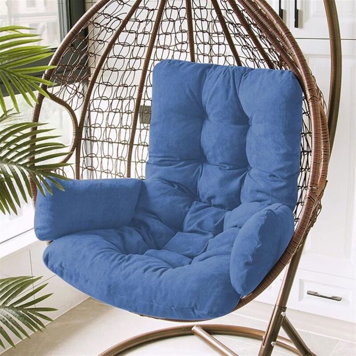 Ensemble de coussins pour fauteuil œuf / fauteuil suspendu — 50 x 125 cm (Couleur : Bleu)