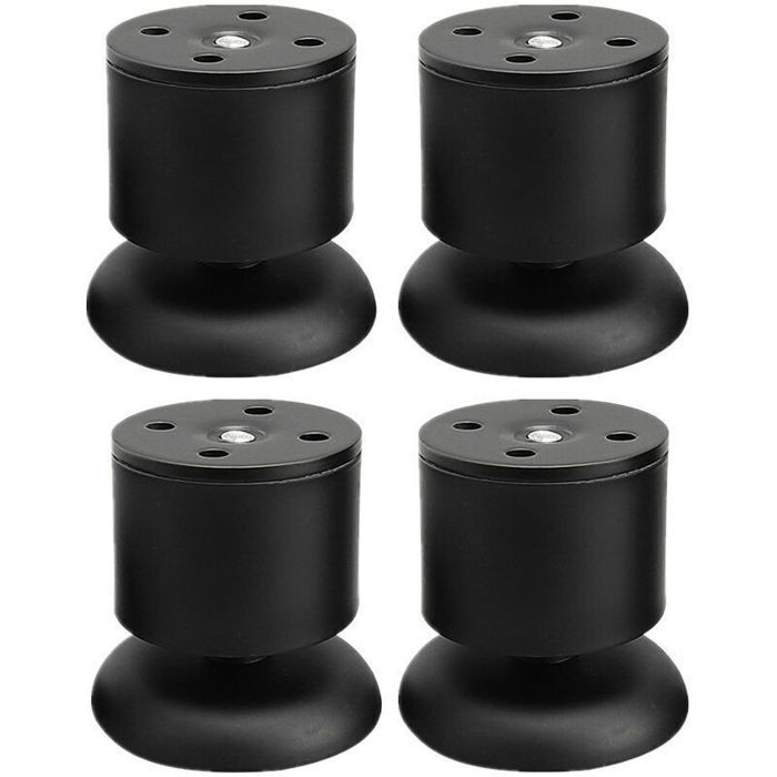 Pieds meuble réglables 6cm – Inox + caoutchouc – Vis incluses – Facile à installer
