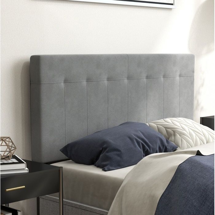 VUENOR Tete de lit 140 cm gris - reglable 3 hauteurs aspect velours sans matelas